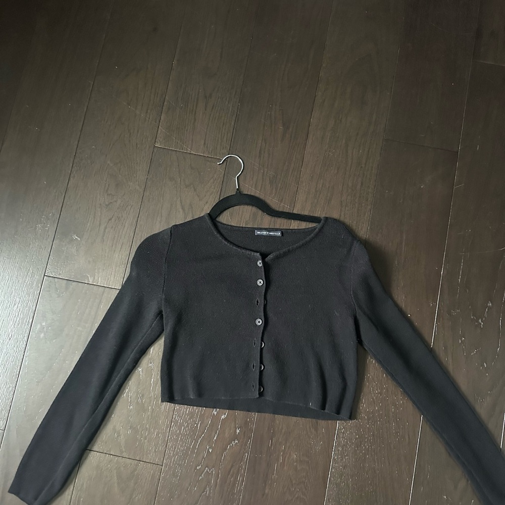 Brandy Melville Black Button-Up Sweater
